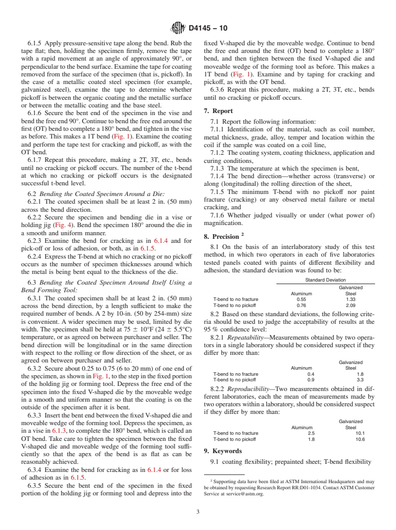 ASTM D4145-10 - Standard Test Method for Coating Flexibility of Prepainted Sheet