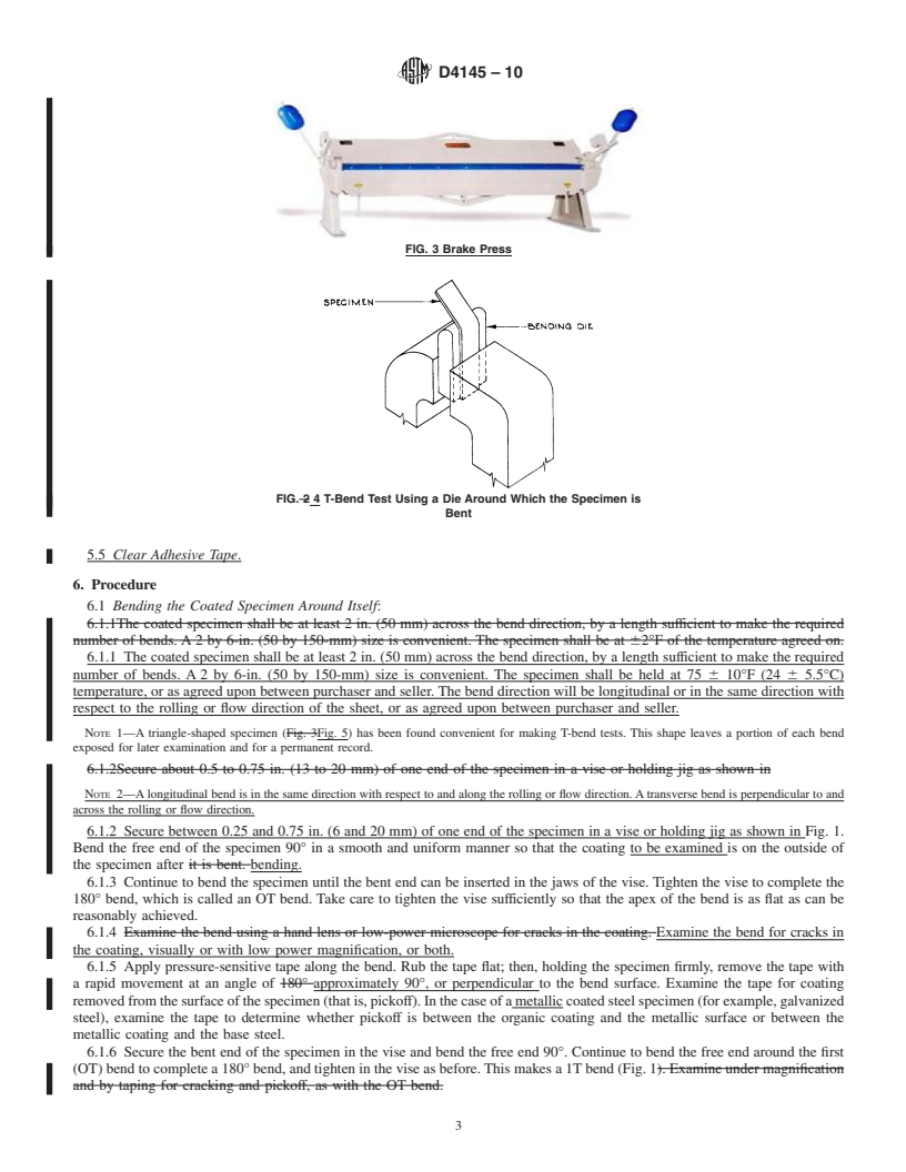 REDLINE ASTM D4145-10 - Standard Test Method for Coating Flexibility of Prepainted Sheet