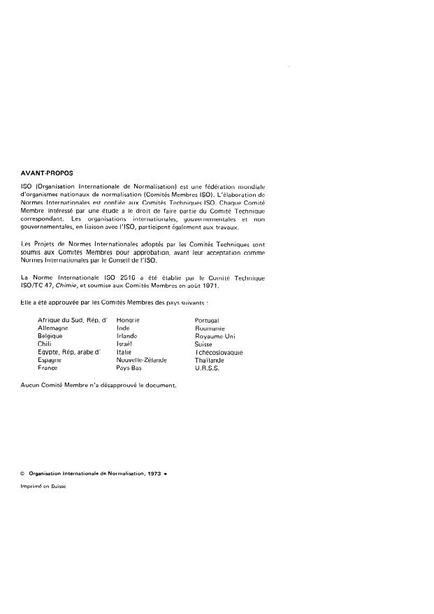 ISO 2516:1973 ISO 2516:1973 - Bicarbonate d'ammonium a usage industriel (y compris les industries alimentaires) -- Détermination de l'alcalinité totale -- Méthode volumétrique - Page 2 preview