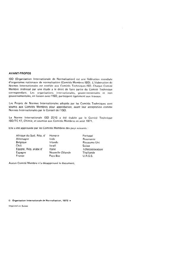 ISO 2516:1973 ISO 2516:1973 - Bicarbonate d'ammonium a usage industriel (y compris les industries alimentaires) -- Détermination de l'alcalinité totale -- Méthode volumétrique - Page 2 preview