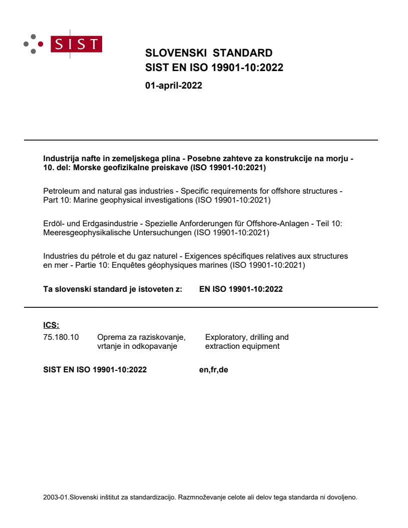 EN ISO 19901-10:2022 - BARVE