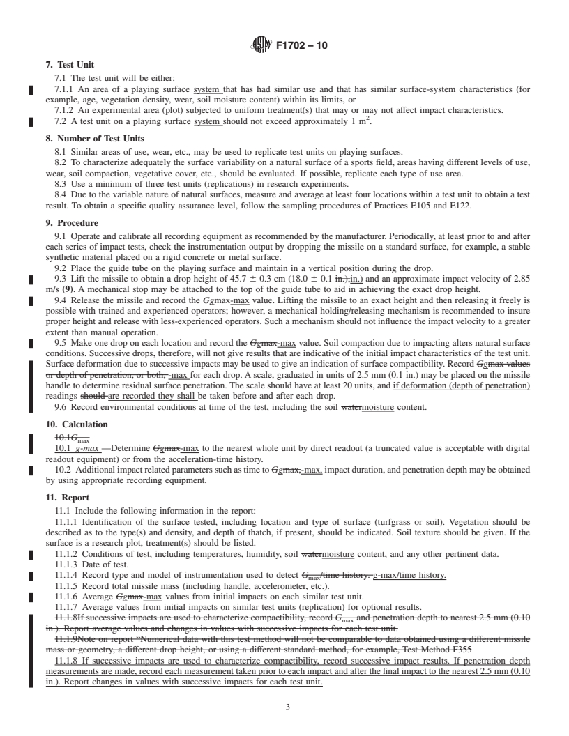 REDLINE ASTM F1702-10 - Standard Test Method for  Measuring Impact-Attenuation Characteristics of Natural Playing Surface Systems Using a Lightweight Portable Apparatus