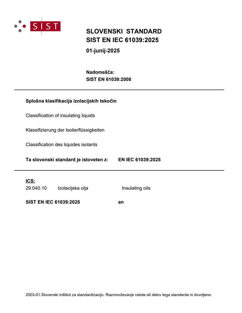 EN IEC 61039:2025 - BARVE