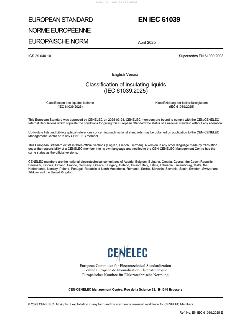 EN IEC 61039:2025 - BARVE