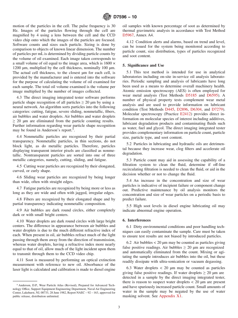 ASTM D7596-10 - Standard Test Method for Automatic Particle Counting and Particle Shape Classification of Oils Using a Direct Imaging Integrated Tester