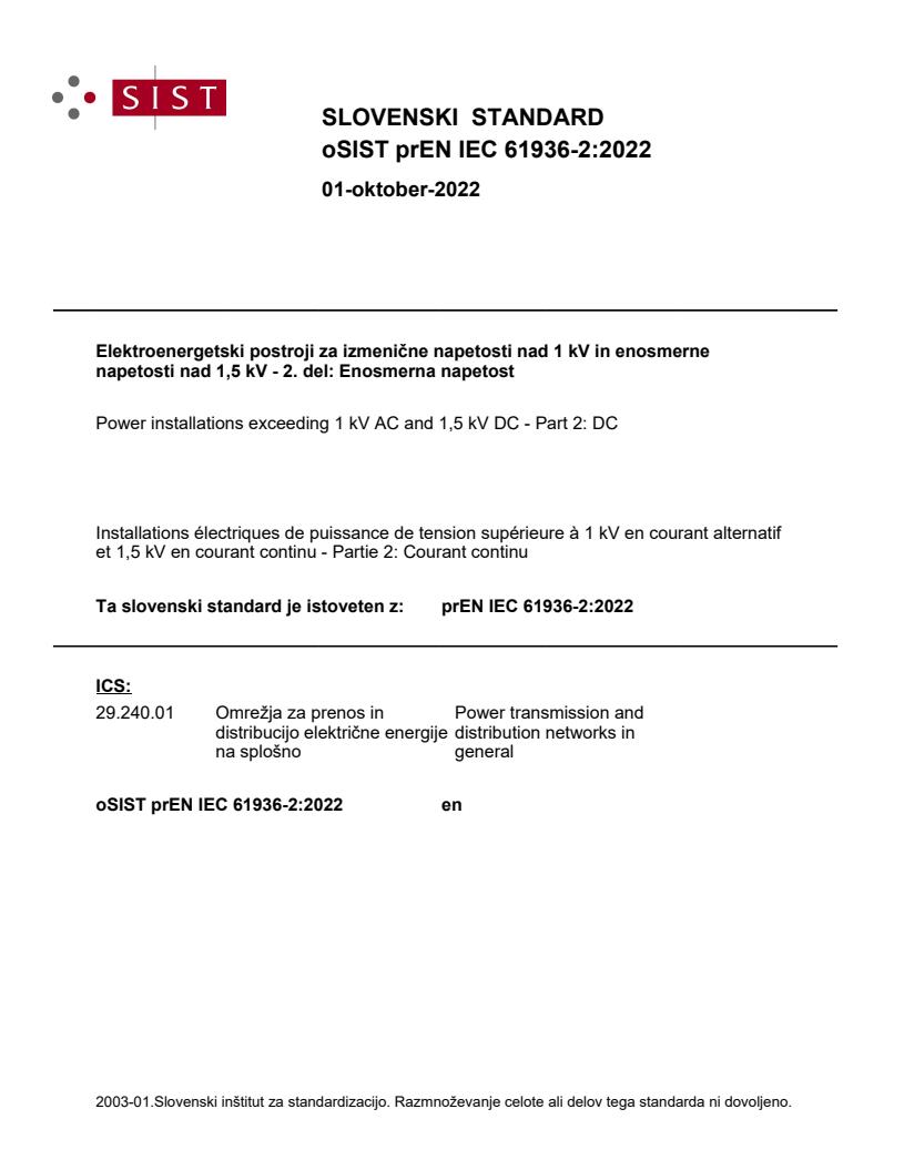 prEN IEC 61936-2:2022 - BARVE