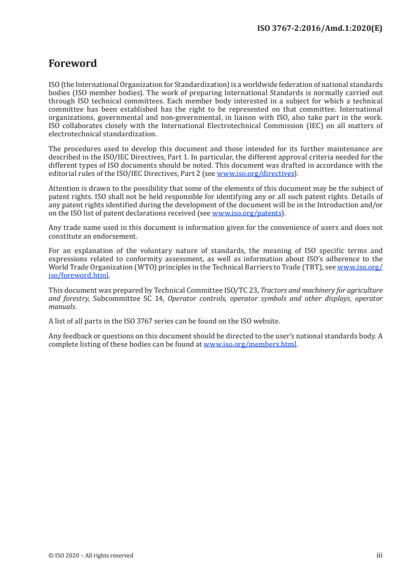 ISO 3767-2:2016/Amd 1:2020 - Tractors, machinery for agriculture and forestry, powered lawn and garden equipment — Symbols for operator controls and other displays — Part 2: Symbols for agricultural tractors and machinery — Amendment 1
Released:10/30/2020