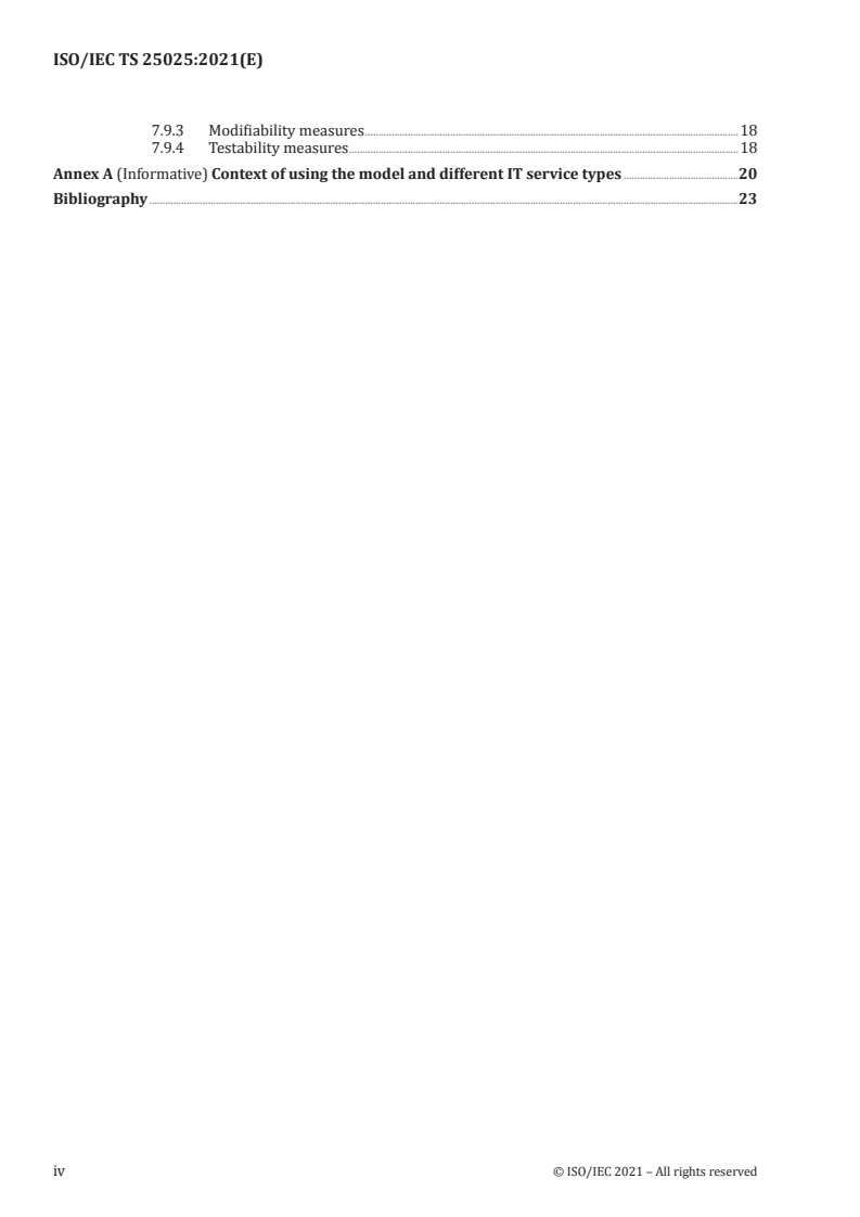 ISO/IEC TS 25025:2021 ISO/IEC TS 25025:2021 - Information technology — Systems and software Quality Requirements and Evaluation (SQuaRE) — Measurement of IT service quality
Released:3/15/2021 - Page 4 preview