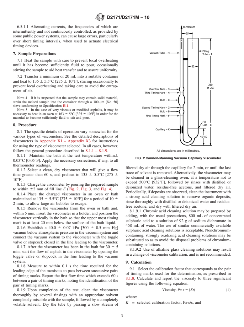 ASTM D2171/D2171M-10 - Standard Test Method for  Viscosity of Asphalts by Vacuum Capillary Viscometer