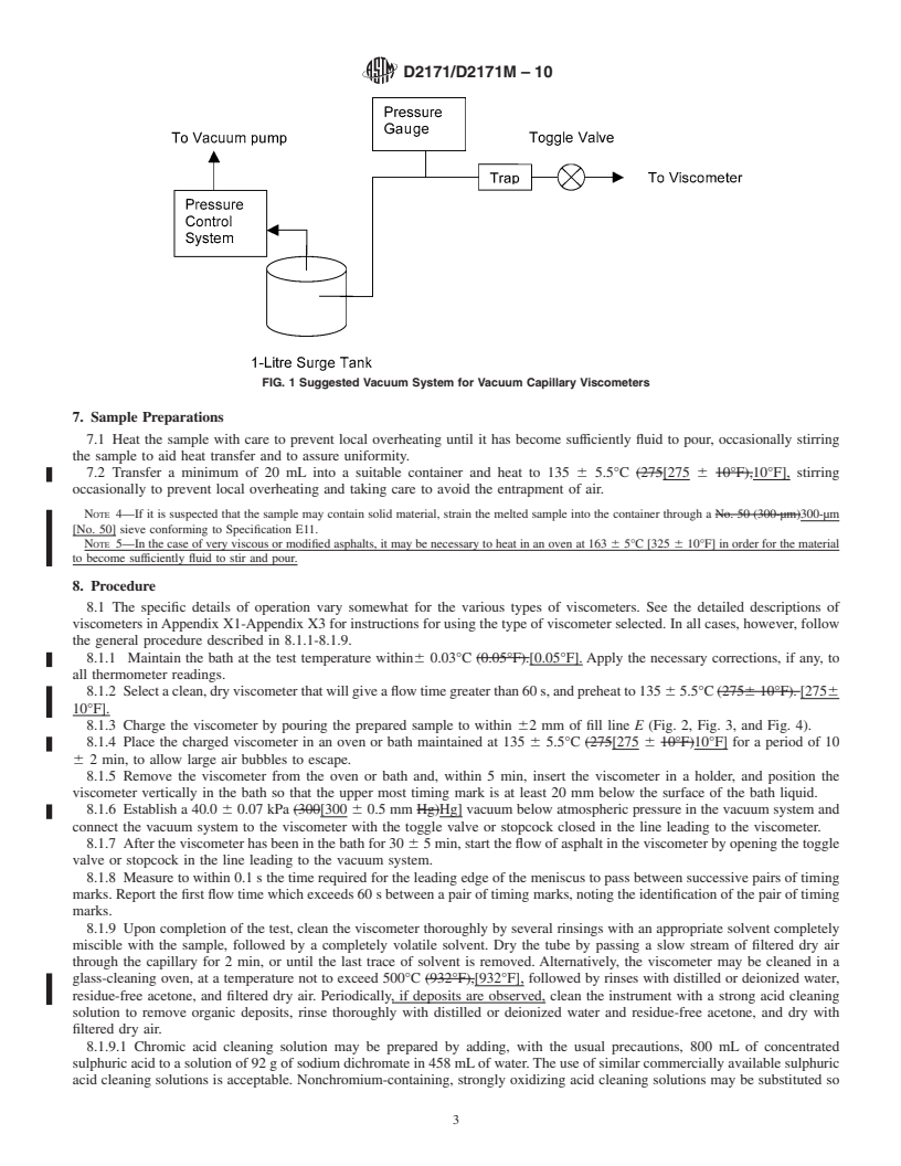 REDLINE ASTM D2171/D2171M-10 - Standard Test Method for  Viscosity of Asphalts by Vacuum Capillary Viscometer