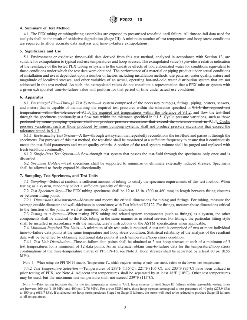 REDLINE ASTM F2023-10 - Standard Test Method for Evaluating the Oxidative Resistance of Crosslinked Polyethylene (PEX) Tubing and Systems to Hot Chlorinated Water