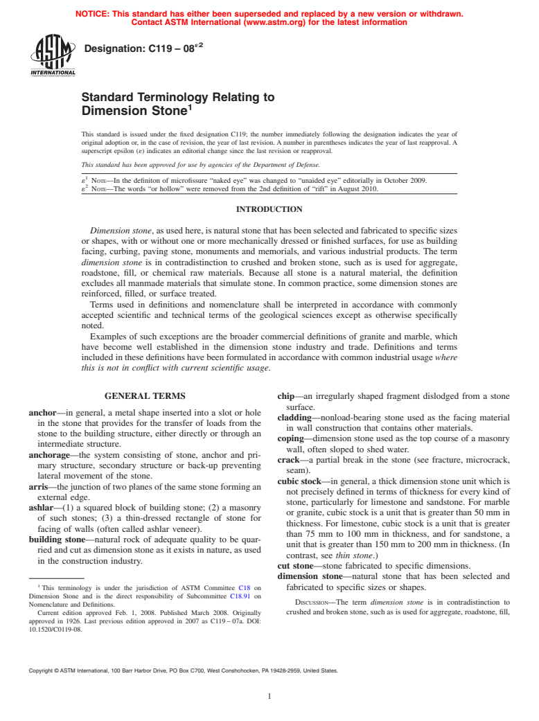 ASTM C119-08e2 - Standard Terminology Relating to Dimension Stone