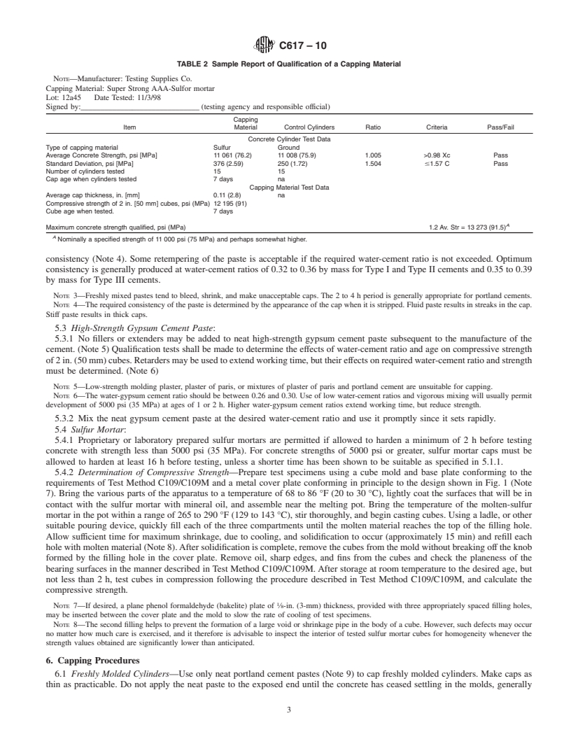 REDLINE ASTM C617-10 - Standard Practice for Capping Cylindrical Concrete Specimens