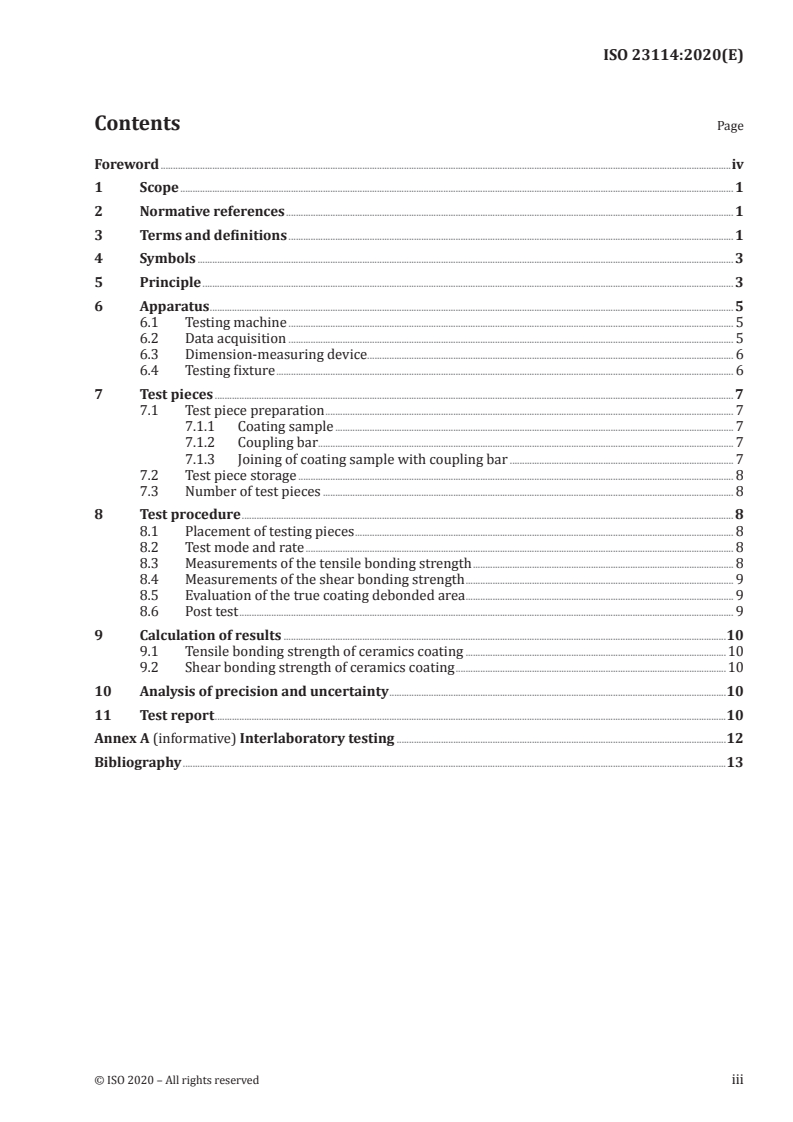 ISO 23114:2020 - Fine ceramics (advanced ceramics, advanced technical ceramics) — Test method for determining bonding strength of ceramic coatings
Released:1/6/2020