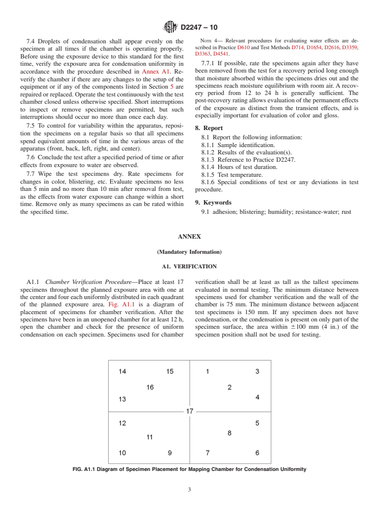 ASTM D2247-10 - Standard Practice for Testing Water Resistance of Coatings in 100% Relative Humidity