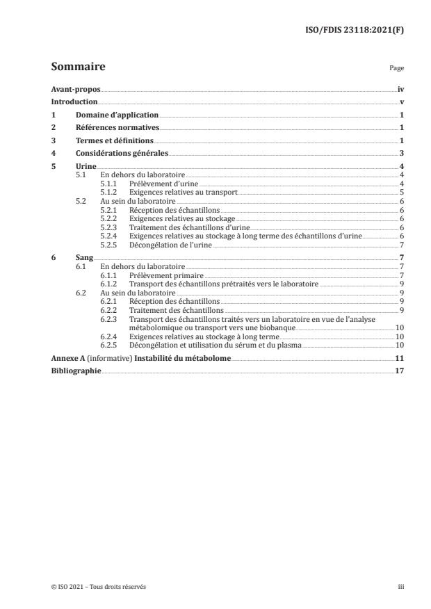 ISO/FDIS 23118:Version 18-apr-2021 - Analyses de diagnostic moléculaire in vitro -- Spécifications relatives aux processus préanalytiques pour l'analyse du métabolome dans l'urine et le sang veineux (sérum et plasma)