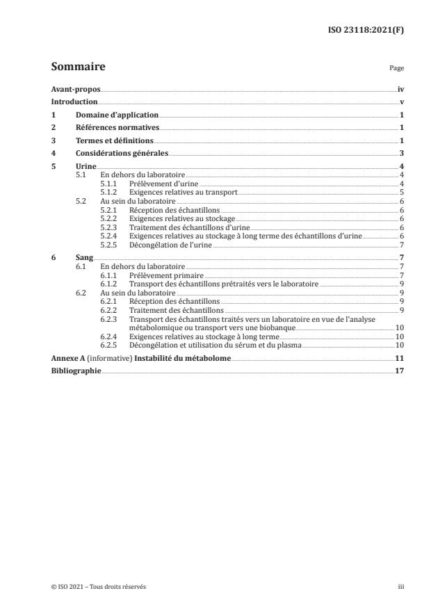 ISO 23118:2021 - Analyses de diagnostic moléculaire in vitro -- Spécifications relatives aux processus préanalytiques pour l'analyse du métabolome dans l'urine et le sang veineux (sérum et plasma)