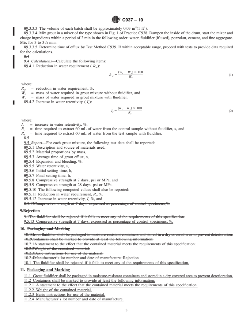 REDLINE ASTM C937-10 - Standard Specification for  Grout Fluidifier for Preplaced-Aggregate Concrete