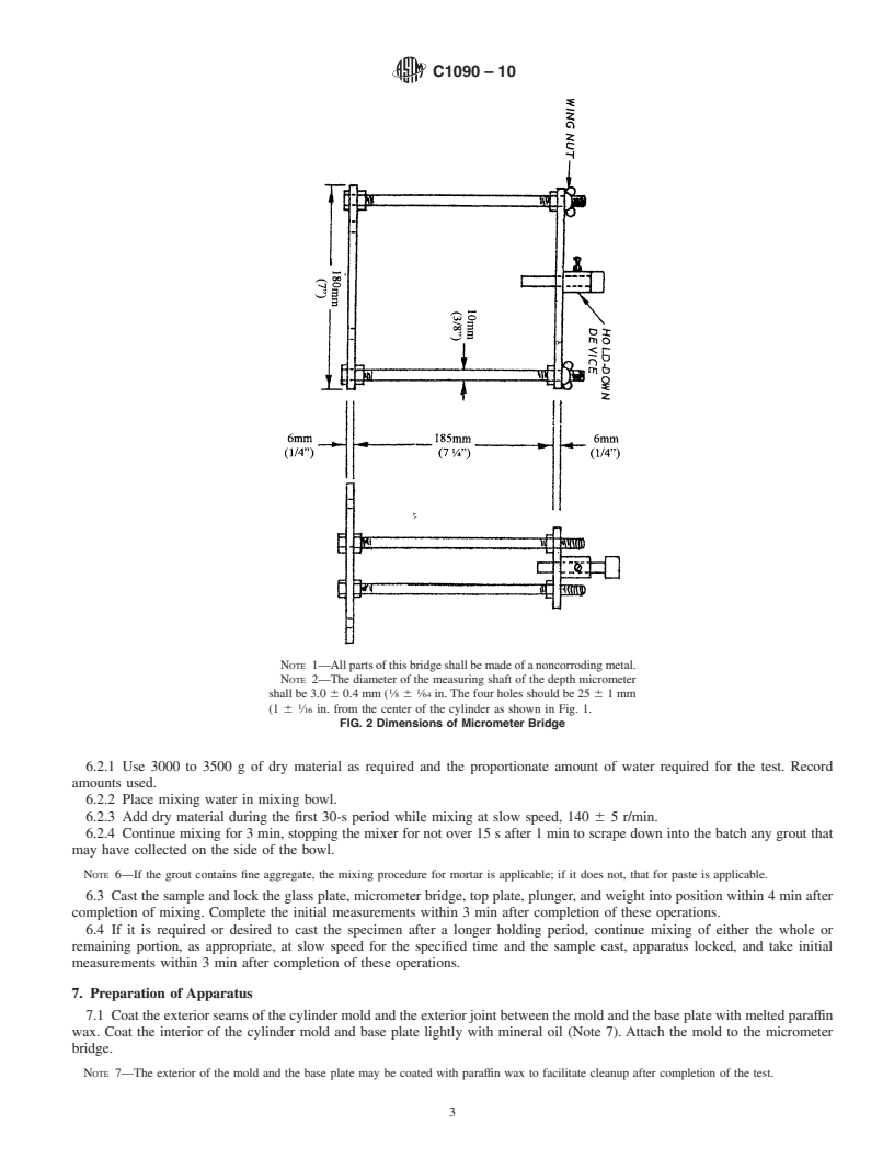 REDLINE ASTM C1090-10 - Standard Test Method for Measuring Changes in Height of Cylindrical Specimens of Hydraulic-Cement Grout