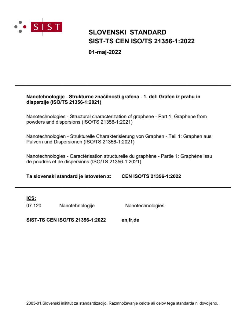 TS CEN ISO/TS 21356-1:2022 - BARVE