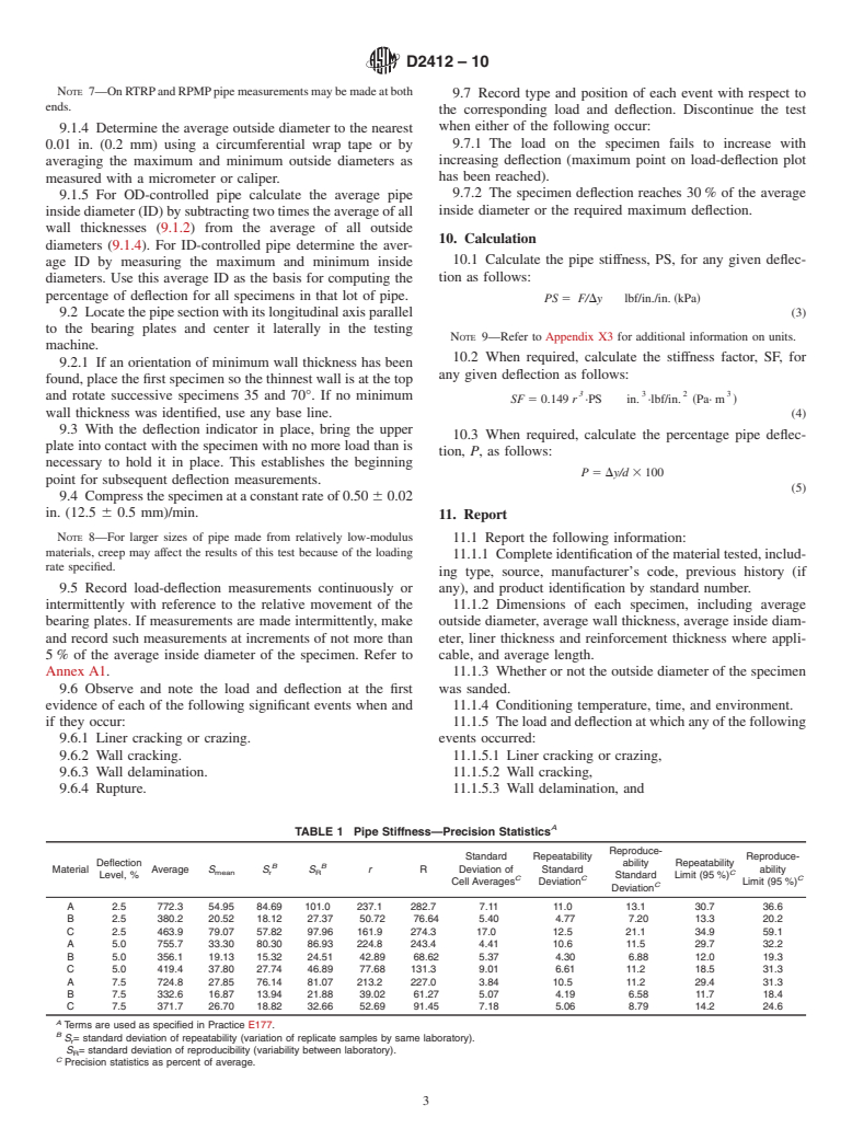 ASTM D2412-10 - Standard Test Method for  Determination of External Loading Characteristics of Plastic Pipe by Parallel-Plate Loading