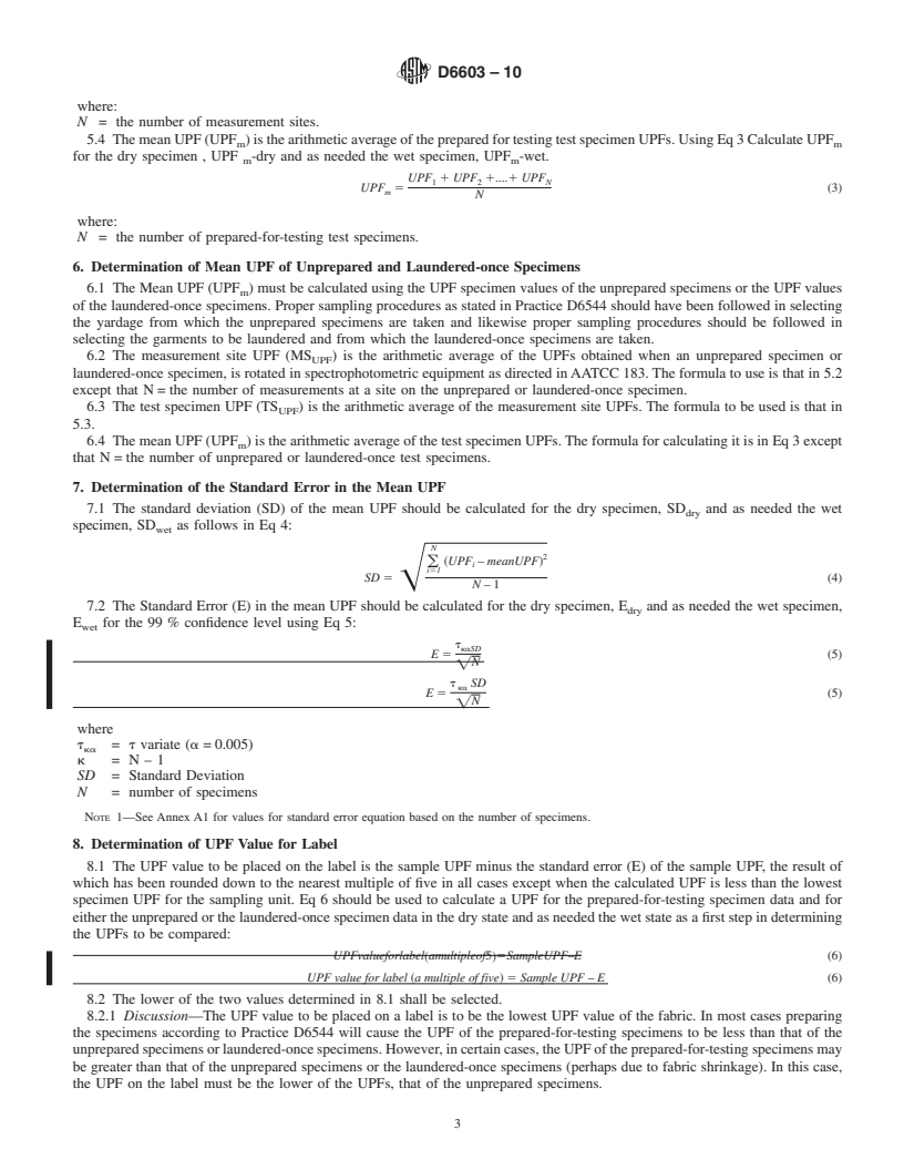 REDLINE ASTM D6603-10 - Standard Guide for Labeling of UV-Protective Textiles