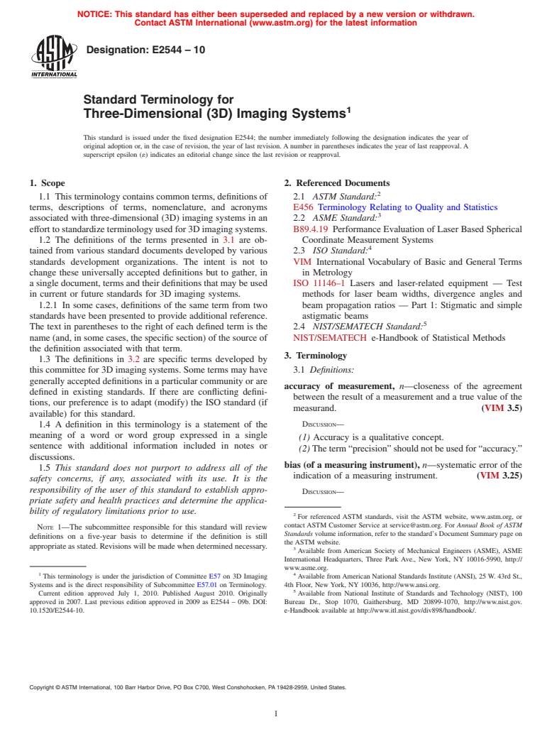 ASTM E2544-10 - Standard Terminology for Three-Dimensional (3D) Imaging Systems