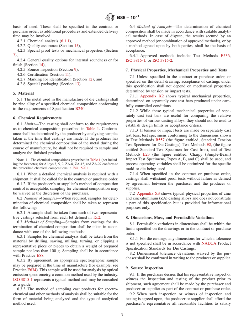 ASTM B86-10e1 - Standard Specification for Zinc and Zinc-Aluminum (ZA) Alloy Foundry and Die Castings