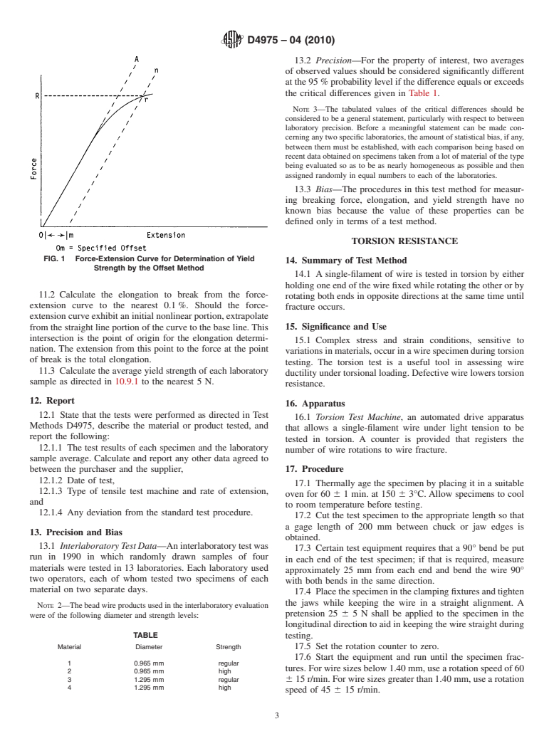 ASTM D4975-04(2010) - Standard Test Methods for Single-Filament Tire Bead Wire Made from Steel