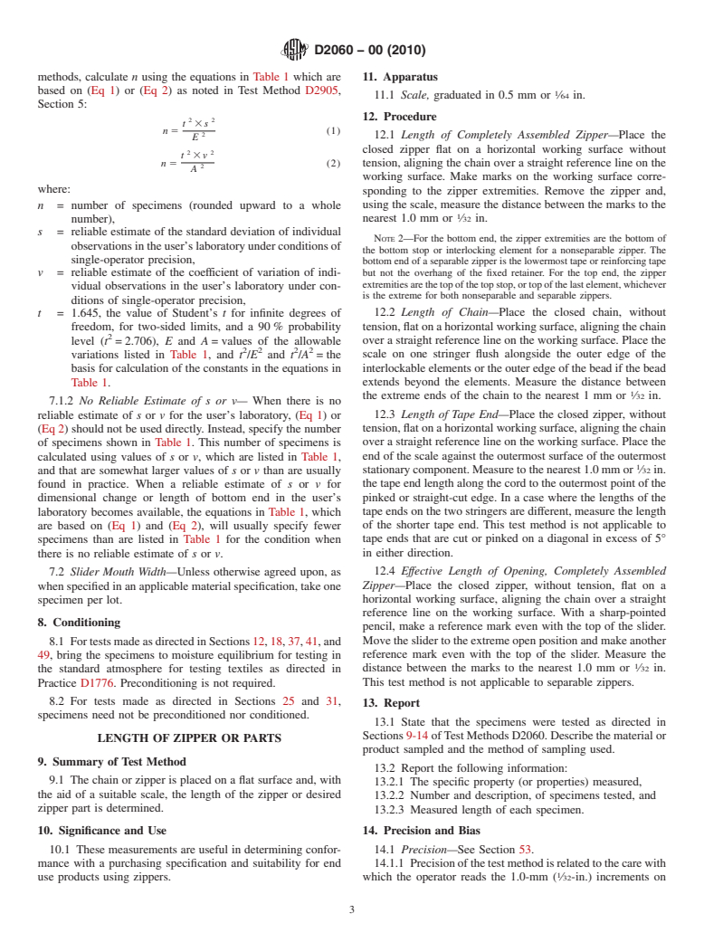 ASTM D2060-00(2010) - Standard Test Methods for Measuring Zipper Dimensions