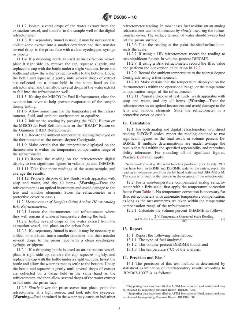 ASTM D5006-10 - Standard Test Method for Measurement of Fuel System Icing Inhibitors (Ether Type) in Aviation Fuels