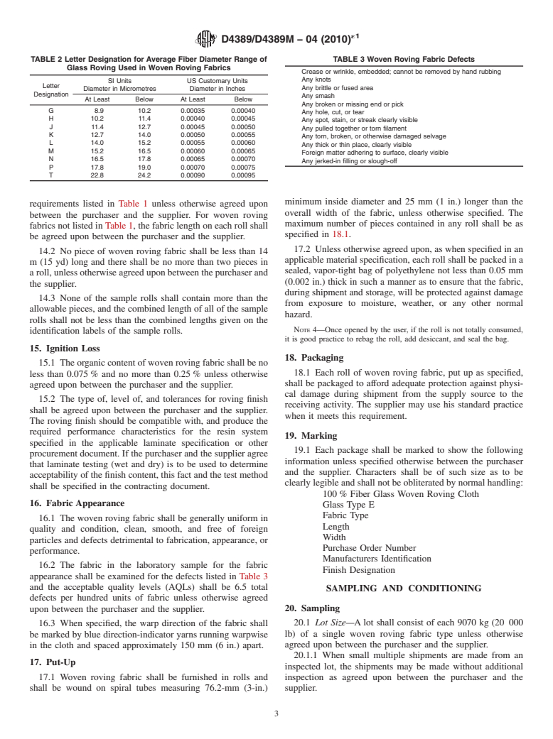 ASTM D4389/D4389M-04(2010)e1 - Standard Specification for Finished Glass Fabrics Woven From Rovings