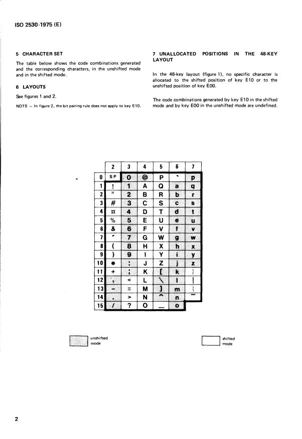 ISO 2530:1975 ISO 2530:1975 - Keyboard for international information processing interchange using the ISO 7- bit coded character set -- Alphanumeric area - Page 4 preview