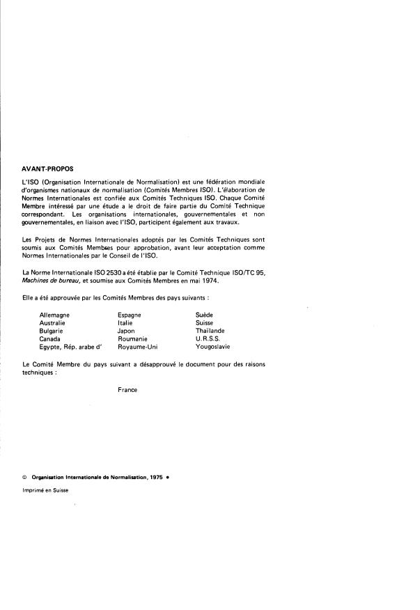 ISO 2530:1975 ISO 2530:1975 - Clavier pour échanges internationaux en traitement de l'information employant le jeu ISO de caracteres codés a 7 éléments -- Zone alphanumérique - Page 2 preview