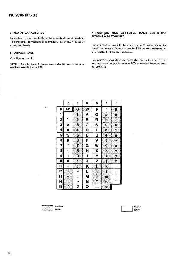 ISO 2530:1975 ISO 2530:1975 - Clavier pour échanges internationaux en traitement de l'information employant le jeu ISO de caracteres codés a 7 éléments -- Zone alphanumérique - Page 4 preview