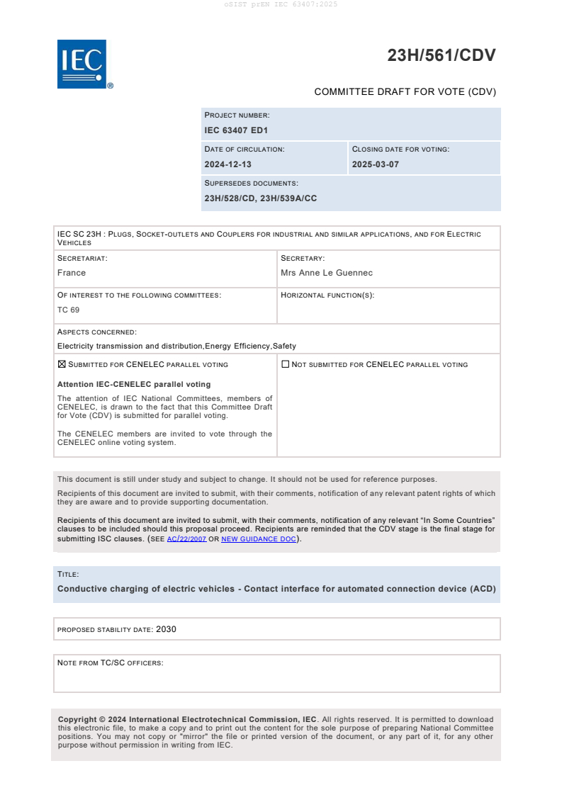 prEN IEC 63407:2025 - BARVE