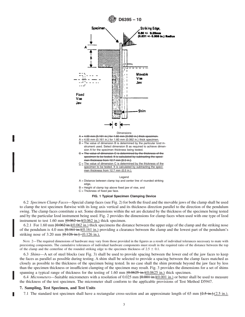 REDLINE ASTM D6395-10 - Standard Test Method for Flatwise Flexural Impact Resistance of Rigid Plastics