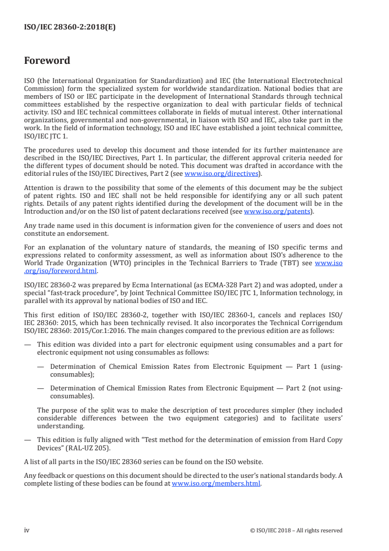 ISO/IEC 28360-2:2018 ISO/IEC 28360-2:2018 - Information technology — Office equipment — Determination of chemical emission rates from electronic equipment — Part 2: Not using-consumables
Released:9/3/2018 - Page 4 preview
