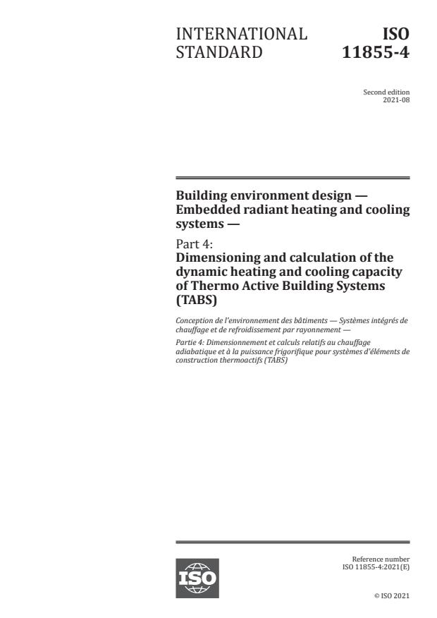 ISO 11855-4:2021 - Building environment design -- Embedded radiant heating and cooling systems