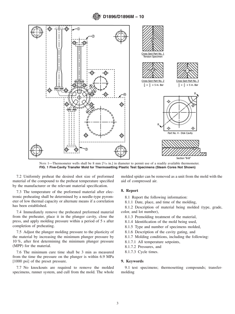 ASTM D1896/D1896M-10 - Standard Practice for Transfer Molding Test Specimens of Thermosetting Compounds