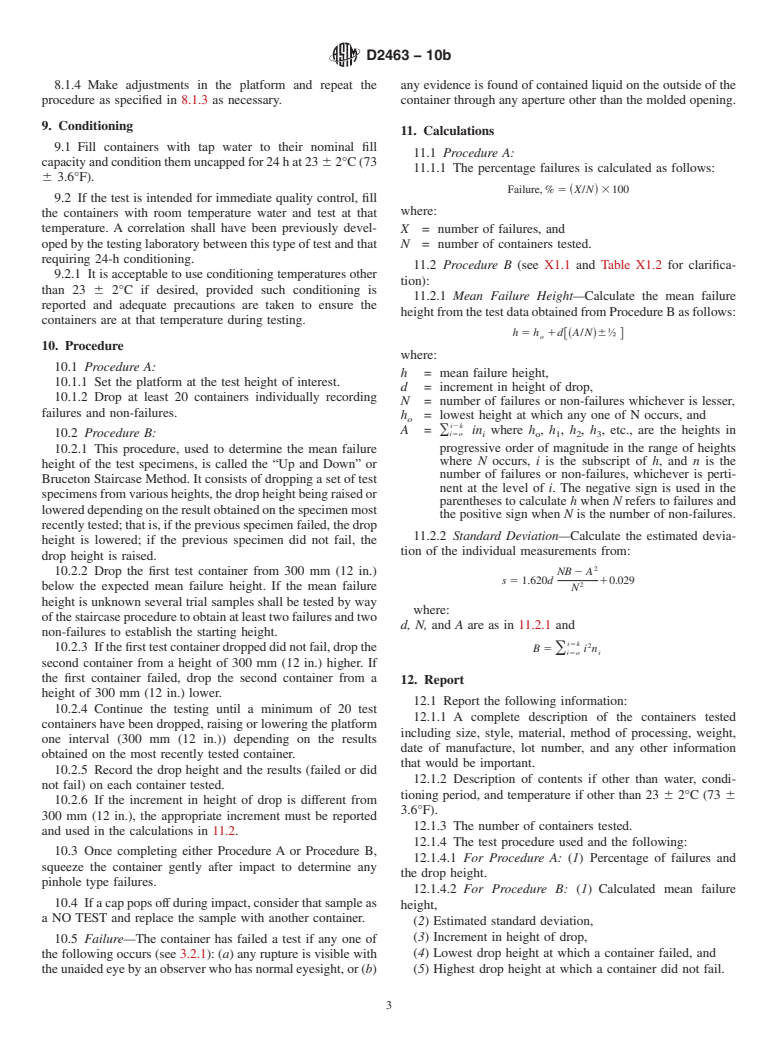 ASTM D2463-10b - Standard Test Method for Drop Impact Resistance of Blow-Molded Thermoplastic Containers