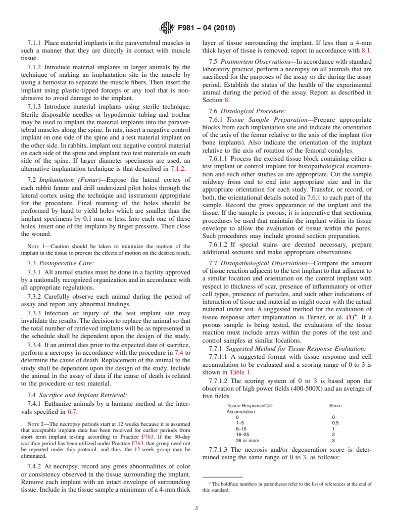 ASTM F981-04(2010) - Standard Practice for Assessment of Compatibility of Biomaterials for Surgical Implants with Respect to Effect of Materials on Muscle and Bone