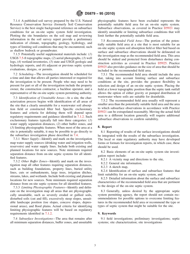 ASTM D5879-95(2010) - Standard Practice for  Surface Site Characterization for On-Site Septic Systems