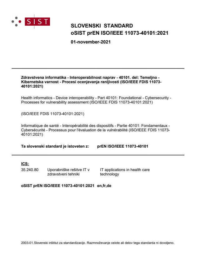 prEN ISO/IEEE 11073-40101:2021 - BARVE