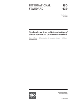 ISO 439:2020 ISO 439:2020 - Steel and cast iron — Determination of silicon content — Gravimetric method
Released:2/6/2020 - Page 1 preview