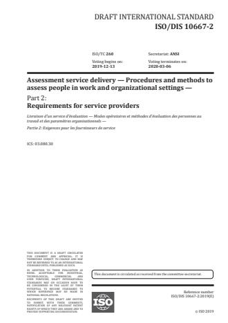 ISO/PRF 10667-2:Version 24-apr-2020 - Assessment service delivery -- Procedures and methods to assess people in work and organizational settings