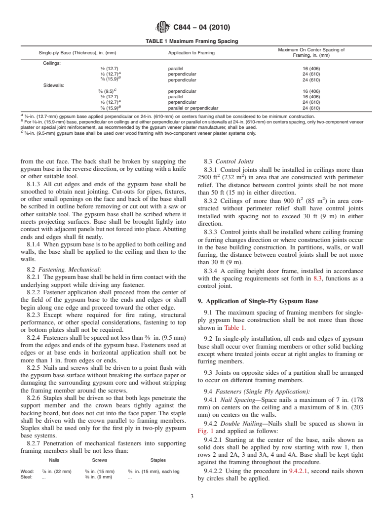 ASTM C844-04(2010) - Standard Specification for Application of Gypsum Base to Receive Gypsum Veneer Plaster