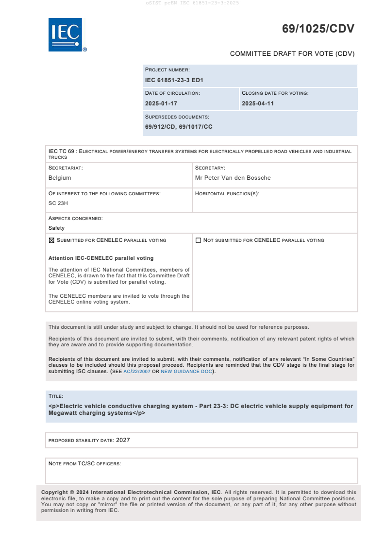 prEN IEC 61851-23-3:2025 - BARVE