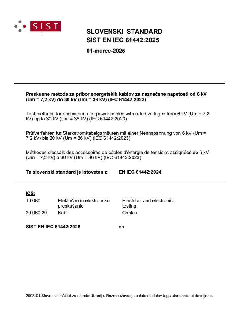 EN IEC 61442:2025