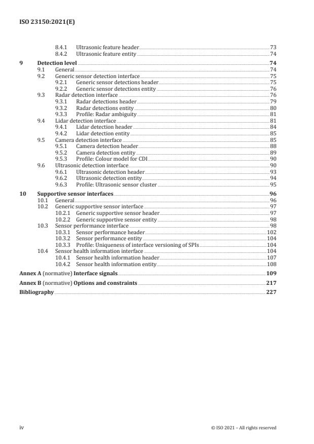 ISO 23150:2021 ISO 23150:2021 - Road vehicles -- Data communication between sensors and data fusion unit for automated driving functions -- Logical interface - Page 4 preview